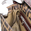 FENDI Zucca Canvas Mamma Baguette Shoulder Bag Black Brown Auth 184908SAM-23