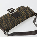 FENDI Zucca Canvas Mamma Baguette Shoulder Bag Black Brown Auth 184908SAM-6