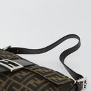 FENDI Zucca Canvas Mamma Baguette Shoulder Bag Black Brown Auth 184908SAM-14