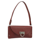 Salvatore Ferragamo Gancini Shoulder Bag Leather Brown Silver Auth 184909A-1