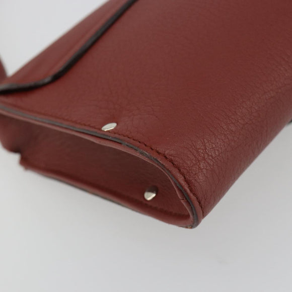 Salvatore Ferragamo Gancini Shoulder Bag Leather Brown Silver Auth 184909A