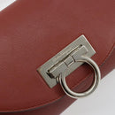 Salvatore Ferragamo Gancini Shoulder Bag Leather Brown Silver Auth 184909A-18