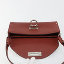 Salvatore Ferragamo Gancini Shoulder Bag Leather Brown Silver Auth 184909A-9