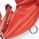 Salvatore Ferragamo Gancini Shoulder Bag Leather Brown Silver Auth 184909A-10