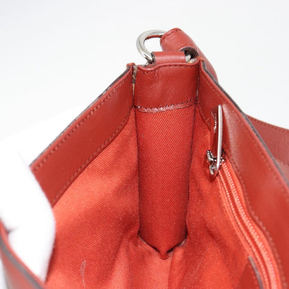 Salvatore Ferragamo Gancini Shoulder Bag Leather Brown Silver Auth 184909A