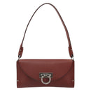 Salvatore Ferragamo Gancini Shoulder Bag Leather Brown Silver Auth 184909A-13