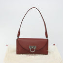 Salvatore Ferragamo Gancini Shoulder Bag Leather Brown Silver Auth 184909A-12
