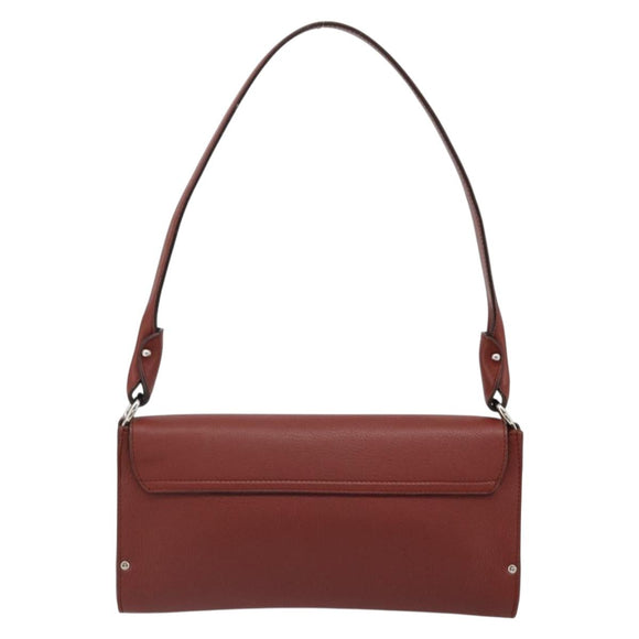 Salvatore Ferragamo Gancini Shoulder Bag Leather Brown Silver Auth 184909A