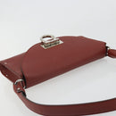 Salvatore Ferragamo Gancini Shoulder Bag Leather Brown Silver Auth 184909A-6