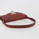 Salvatore Ferragamo Gancini Shoulder Bag Leather Brown Silver Auth 184909A-7