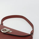 Salvatore Ferragamo Gancini Shoulder Bag Leather Brown Silver Auth 184909A-14