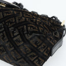 FENDI Zucchino Canvas Chain Mamma Baguette Bag Velor Black Gold Auth 184912-10