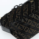 FENDI Zucchino Canvas Chain Mamma Baguette Bag Velor Black Gold Auth 184912-11