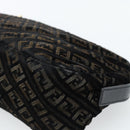 FENDI Zucchino Canvas Chain Mamma Baguette Bag Velor Black Gold Auth 184912-12