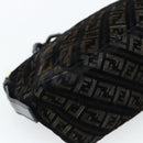 FENDI Zucchino Canvas Chain Mamma Baguette Bag Velor Black Gold Auth 184912-13