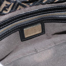 FENDI Zucchino Canvas Chain Mamma Baguette Bag Velor Black Gold Auth 184912-15