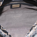 FENDI Zucchino Canvas Chain Mamma Baguette Bag Velor Black Gold Auth 184912-16