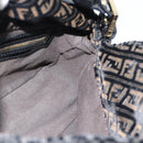 FENDI Zucchino Canvas Chain Mamma Baguette Bag Velor Black Gold Auth 184912-17