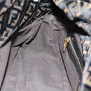 FENDI Zucchino Canvas Chain Mamma Baguette Bag Velor Black Gold Auth 184912-18
