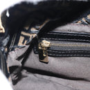 FENDI Zucchino Canvas Chain Mamma Baguette Bag Velor Black Gold Auth 184912-19