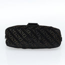 FENDI Zucchino Canvas Chain Mamma Baguette Bag Velor Black Gold Auth 184912-9