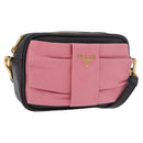 PRADA Ribbon Shoulder Bag Leather Black Gold Auth 184914A-1