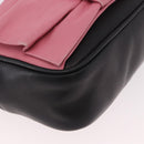 PRADA Ribbon Shoulder Bag Leather Black Gold Auth 184914A-10