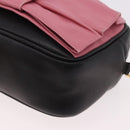 PRADA Ribbon Shoulder Bag Leather Black Gold Auth 184914A-11