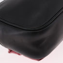 PRADA Ribbon Shoulder Bag Leather Black Gold Auth 184914A-12