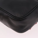 PRADA Ribbon Shoulder Bag Leather Black Gold Auth 184914A-13