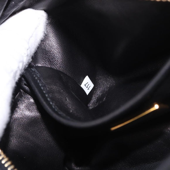 PRADA Ribbon Shoulder Bag Leather Black Gold Auth 184914A
