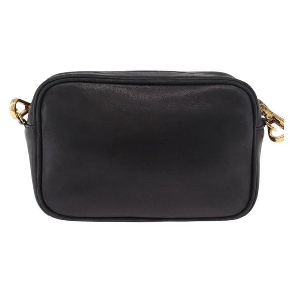 PRADA Ribbon Shoulder Bag Leather Black Gold Auth 184914A