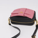 PRADA Ribbon Shoulder Bag Leather Black Gold Auth 184914A-6