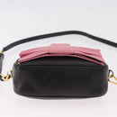 PRADA Ribbon Shoulder Bag Leather Black Gold Auth 184914A-9