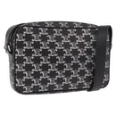 CELINE Macadam Canvas Shoulder Bag PVC Black Silver Auth 184915SAM-1