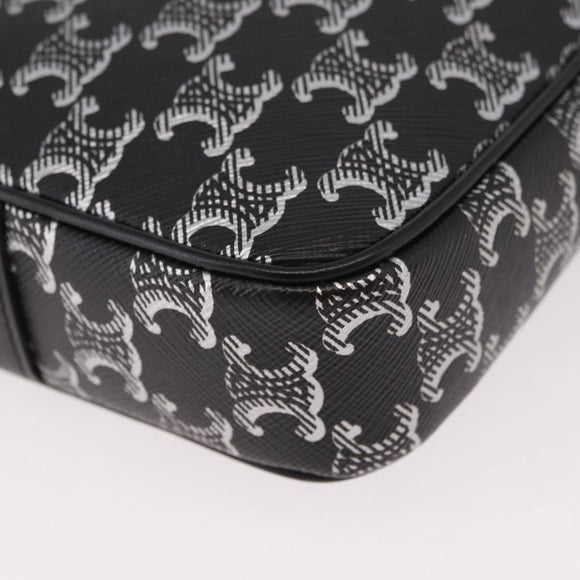 CELINE Macadam Canvas Shoulder Bag PVC Black Silver Auth 184915SAM