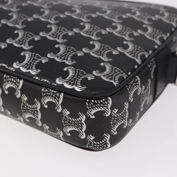 CELINE Macadam Canvas Shoulder Bag PVC Black Silver Auth 184915SAM