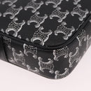 CELINE Macadam Canvas Shoulder Bag PVC Black Silver Auth 184915SAM-12