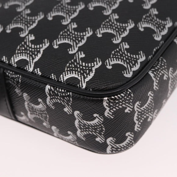 CELINE Macadam Canvas Shoulder Bag PVC Black Silver Auth 184915SAM