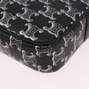 CELINE Macadam Canvas Shoulder Bag PVC Black Silver Auth 184915SAM-13