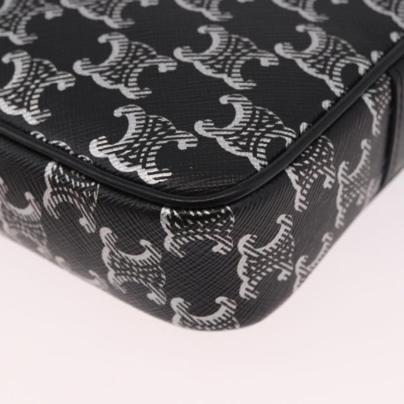 CELINE Macadam Canvas Shoulder Bag PVC Black Silver Auth 184915SAM
