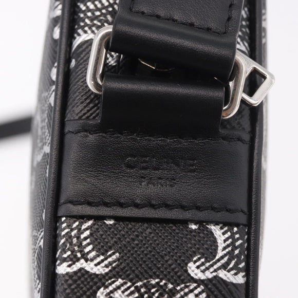CELINE Macadam Canvas Shoulder Bag PVC Black Silver Auth 184915SAM
