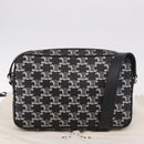 CELINE Macadam Canvas Shoulder Bag PVC Black Silver Auth 184915SAM-24