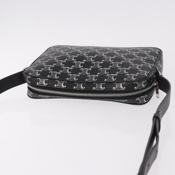 CELINE Macadam Canvas Shoulder Bag PVC Black Silver Auth 184915SAM