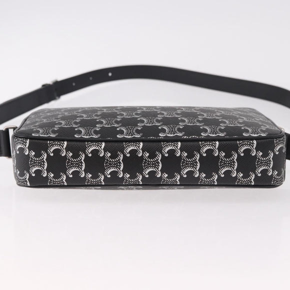CELINE Macadam Canvas Shoulder Bag PVC Black Silver Auth 184915SAM