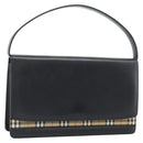 BURBERRY Nova Check Shoulder Bag Leather Black Silver Auth 184916-1