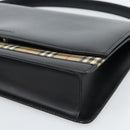 BURBERRY Nova Check Shoulder Bag Leather Black Silver Auth 184916-10