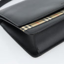 BURBERRY Nova Check Shoulder Bag Leather Black Silver Auth 184916-11