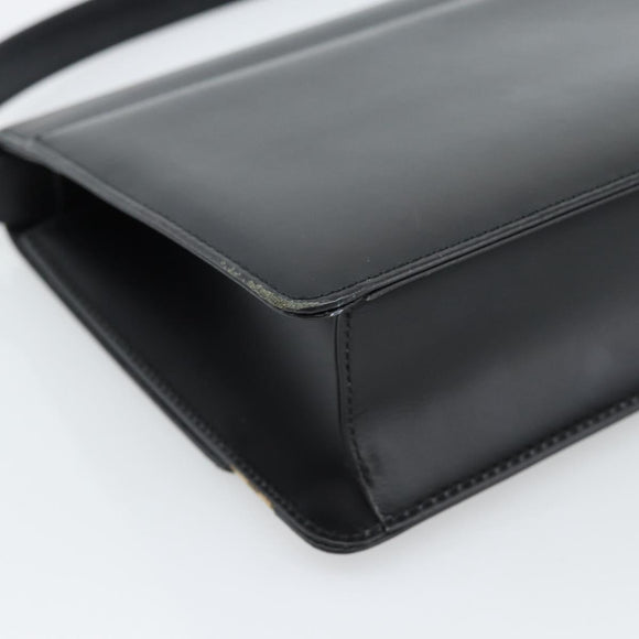 BURBERRY Nova Check Shoulder Bag Leather Black Silver Auth 184916