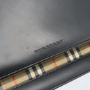 BURBERRY Nova Check Shoulder Bag Leather Black Silver Auth 184916-14